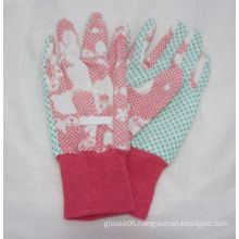Kids Floral Printing Garden Glove, PVC DOT Work Glove